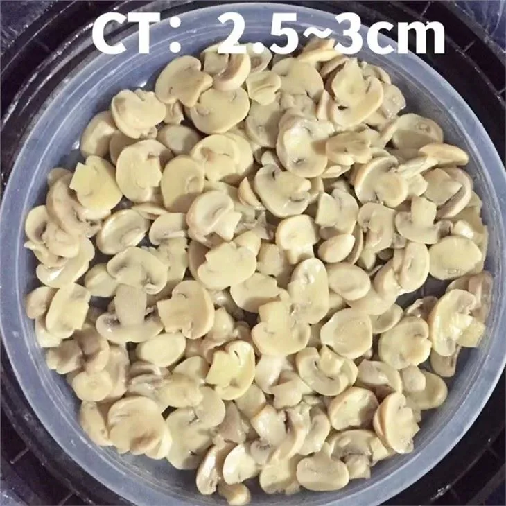 Sliced 2.5-3.0cm white mushroom in drums